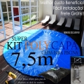 SUPER Capa para Piscina PP/PE Cor Azul / Preto 7,5x7,5 + 44 MolaFix + 44 LonaFix + 1 Bóia SUPER Capa para Piscina PP/PE Cor Azul / Preto 7,5x7,5 + 44 MolaFix + 44 LonaFix + 1 Bóia